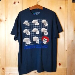 Liquid Blue Grateful Dead Evolution Skull Skeletal Graphic Black T-Shirt